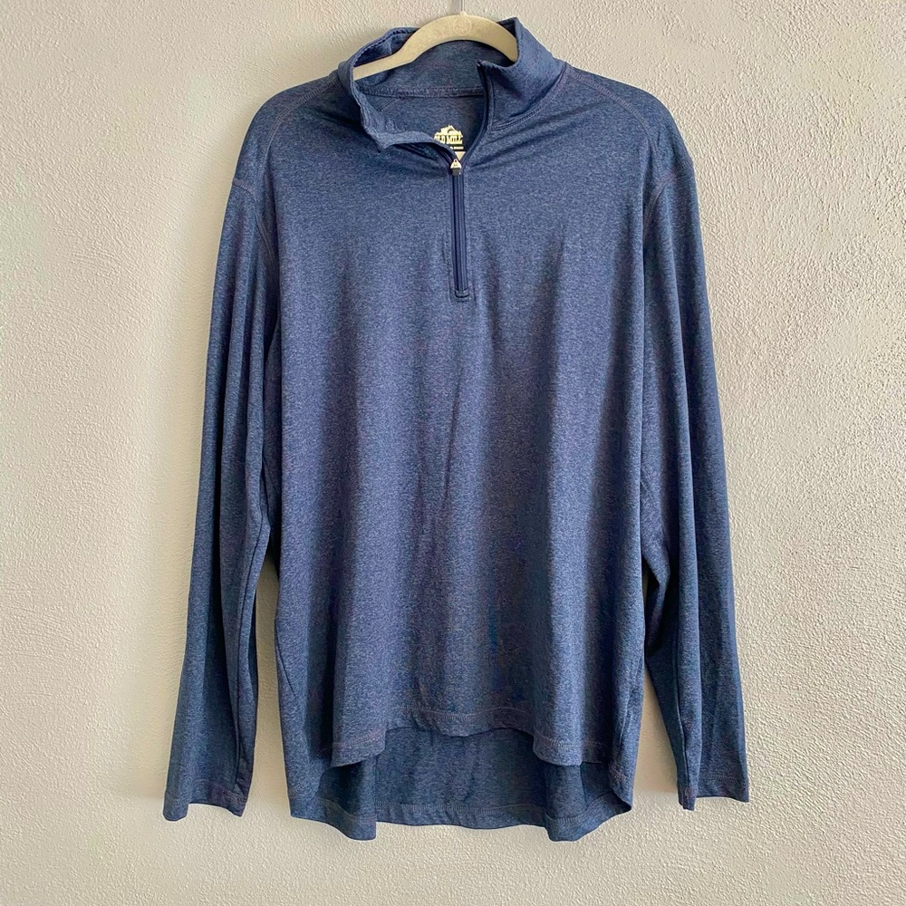 Mens Long Sleeve Pullover Size Large Navy Blue Quarter Zip Old Mill Casual